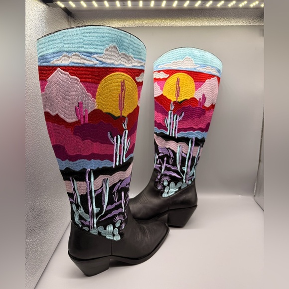 Colorful Desert Scene Embroidered Boots By NASTY GAL - Picture 4 of 17